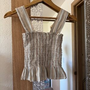 Uniqlo striped shirred sleeveless blouse, XS